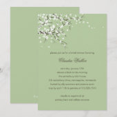 Spring Blossom Bridal Shower Invitation (Sage) Kaart (Voorkant / Achterkant)