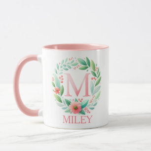 Spring Blossom Gepersonaliseerde letter M - Aangep Mok