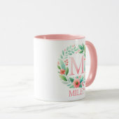 Spring Blossom Gepersonaliseerde letter M - Aangep Mok (Voorkant rechts)