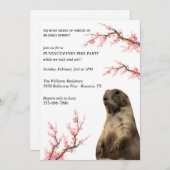 Spring Blossom Groundhog Party Kaart (Voorkant / Achterkant)