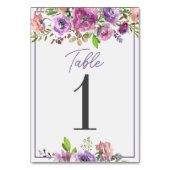 Spring Blossom Paars Floral Wedding Table Number Kaart (Achterkant)