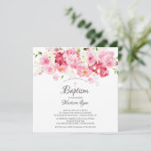 Spring Blossom Pink Floral Baptism Uitnodiging (Staand voorkant)