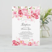 Spring Blossom Pink Floral Baptisme Kaart (Staand voorkant)