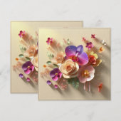 Spring Blossoms 3D Wenskaart - Levendige Rozen (Voorkant / Achterkant)