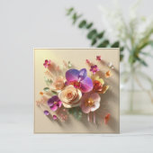 Spring Blossoms 3D Wenskaart - Levendige Rozen (Staand voorkant)