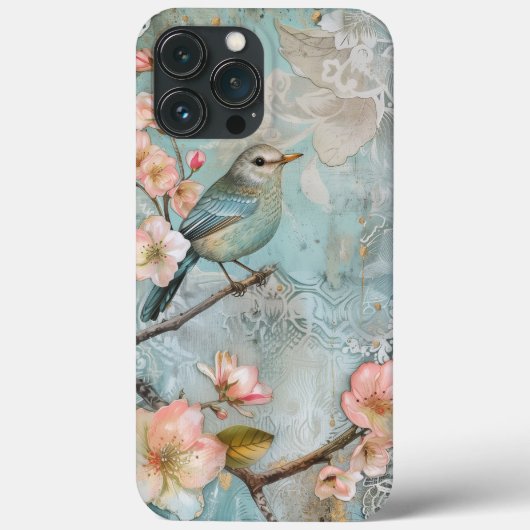 Spring Blossoms Decoupage Shabby Chic Blue Bird Case-Mate iPhone Case (Achterkant)
