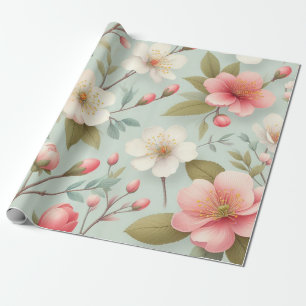 Spring Blossoms in Robin's Egg Blue Cadeaupapier