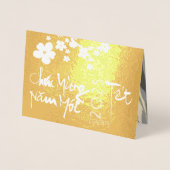 Spring Blosson Bamboo Happy Vietnamese Tet Luxury Folie Kaarten (Voorkant)