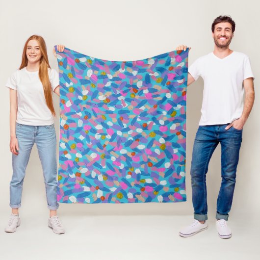 Spring Blue Abstract Fleece Deken (In situ)