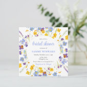 Spring Blue en Yellow Flowers Vrijgezellenfeest Kaart (Staand voorkant)