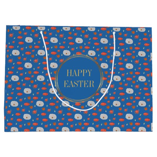 Spring Blue Floral Pattern Christelijk Happy Easte Groot Cadeauzakje (Achterkant)