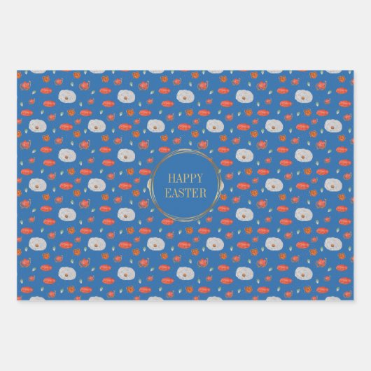 Spring Blue Floral Pattern Christelijk Happy Easte Inpakpapier Vel (Voorkant)