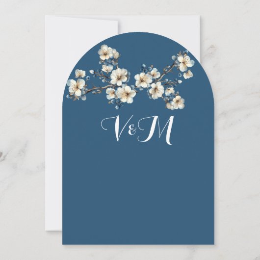 Spring Blue White Blossoms Uitnodiging voor een br (Achterkant)