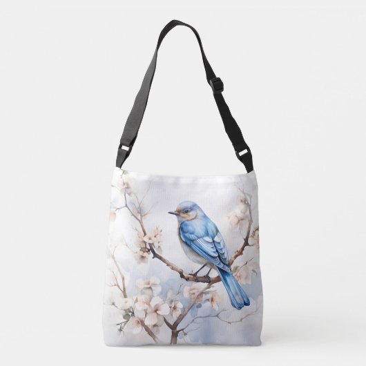 Spring Bluebird in de bloeiende boom Crossbody Tas (Achterkant)