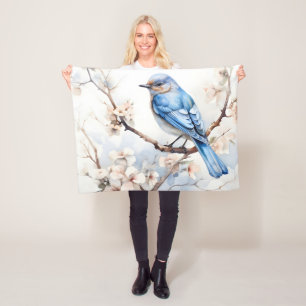 Spring Bluebird in de bloeiende boom Fleece Deken
