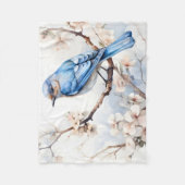 Spring Bluebird in de bloeiende boom Fleece Deken (Voorkant)