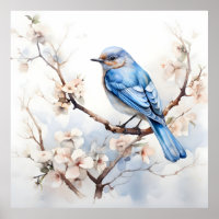 Spring Bluebird in de bloeiende boom