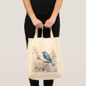 Spring Bluebird in de bloeiende boom Tote Bag (Voorkant (product))