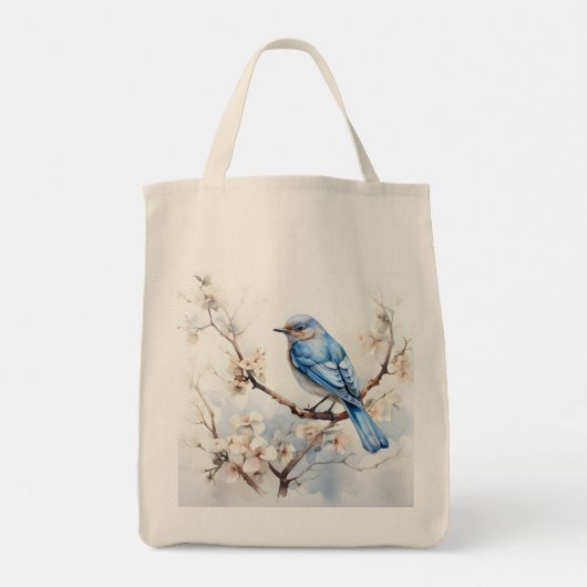 Spring Bluebird in de bloeiende boom Tote Bag (Achterkant)
