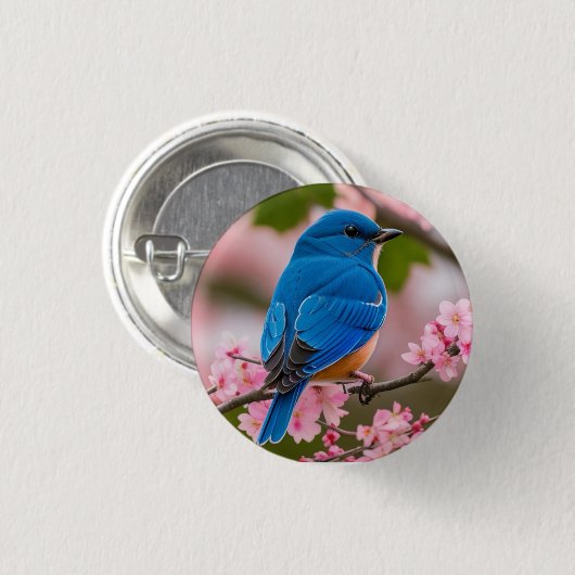 Spring Bluebird Ronde Button 3,2 Cm (Voorkant /achterkant)