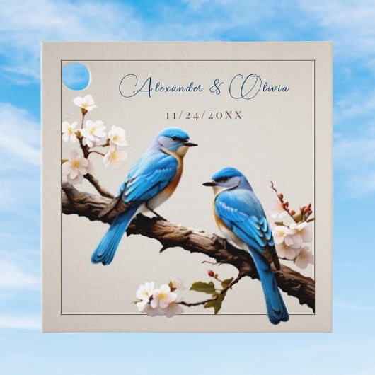 Spring Bluebirds Bruiloft Bedankjes Labels