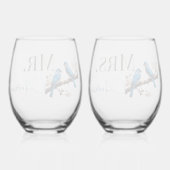 Spring Bluebirds Mr en Mrs Wijnglas Zonder Voet (Achterkant)