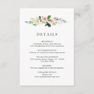 Spring Blush Bloemen Bruiloft Details Behuizing Ka Informatiekaartje
