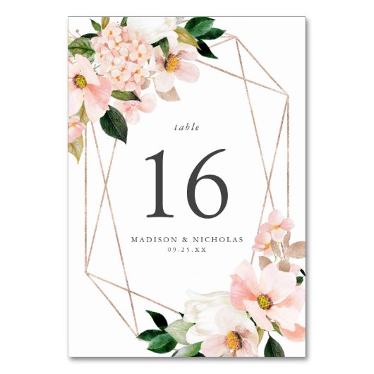 Spring Blush Bloemen Geometrisch Lijst Bruiloft Kaart (Voorkant)