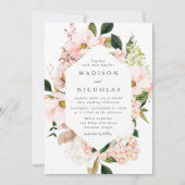 Spring Blush Floral Lijst Wedding Kaart (Voorkant)