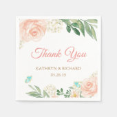 Spring Blush Peach Floral Dank u bruiloft Servetten (Voorkant)