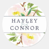 Spring Blush Personalized Wedding Ronde Sticker (Voorkant)