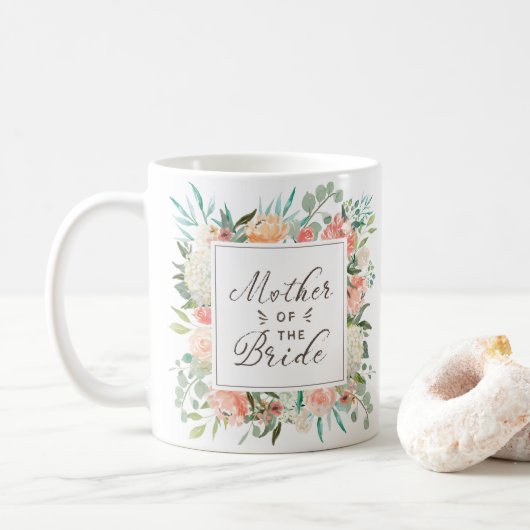Spring Blush Waterverf Floral Moeder van de Bride Koffiemok (Met donut)