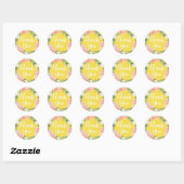 Spring Blush Waterverf Floral Yellow Dank u Ronde Sticker (Vel)