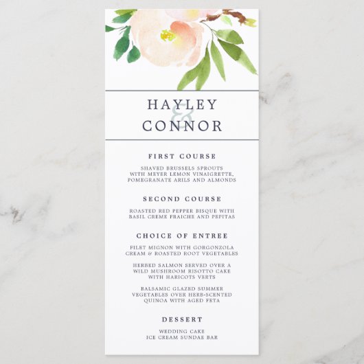 Spring Blush Wedding Menu Kaart (Voorkant)