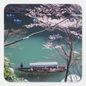 Spring Boating in Arashiyama Vierkante Sticker (Voorkant)
