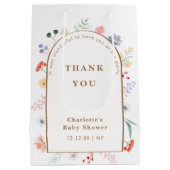 Spring Boho Arch Wildflower Bloemen Baby shower Medium Cadeauzakje (Achterkant)