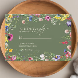 Spring Boho Chic Colorful Wildflower Wedding Informatiekaartje