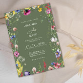 Spring Boho Chic Colorful Wildflower Wedding Kaart
