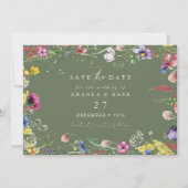 Spring Boho Chic Colorful Wildflower Wedding Kaart (Voorkant)