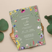 Spring Boho Chic Kleurrijke Wildflower bruiloft ui Kaart