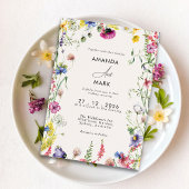 Spring Boho Chic Kleurrijke Wildflower Wedding Kaart