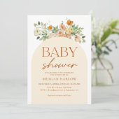 Spring Boho Floral Girl Baby shower Kaart (Staand voorkant)