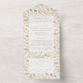 Spring Boho Wildflower Pampas Wedding All In One Uitnodiging (Binnen)