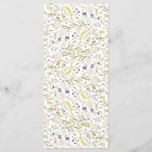 Spring Boho Wildflower Pampas Wedding Menu (Achterkant)