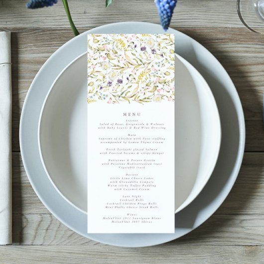 Spring Boho Wildflower Pampas Wedding Menu