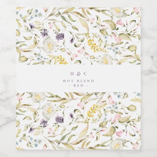 Spring Boho Wildflower Pampas Wedding Wijn Etiket (Enkel label)