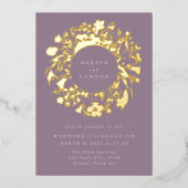 Spring Boho Wildflower Pampas Wreath Wedding Folie Uitnodiging (Voorkant)