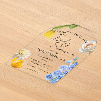 Spring Botanical Acrylic Baby Shower Invitation Acryl Uitnodigingen