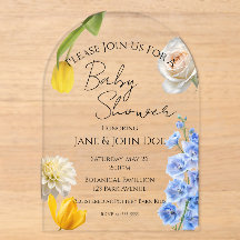 Spring Botanical Acrylic Baby Shower Invitation