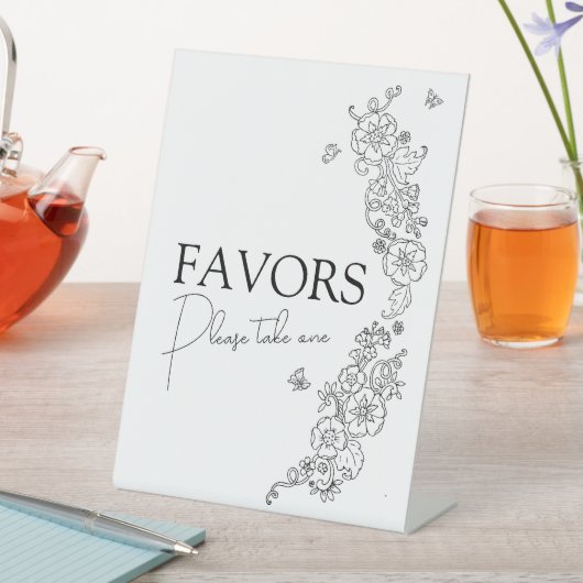 Spring botanische lijn art mono gunsten reclamebord met voetstuk (Insitu)